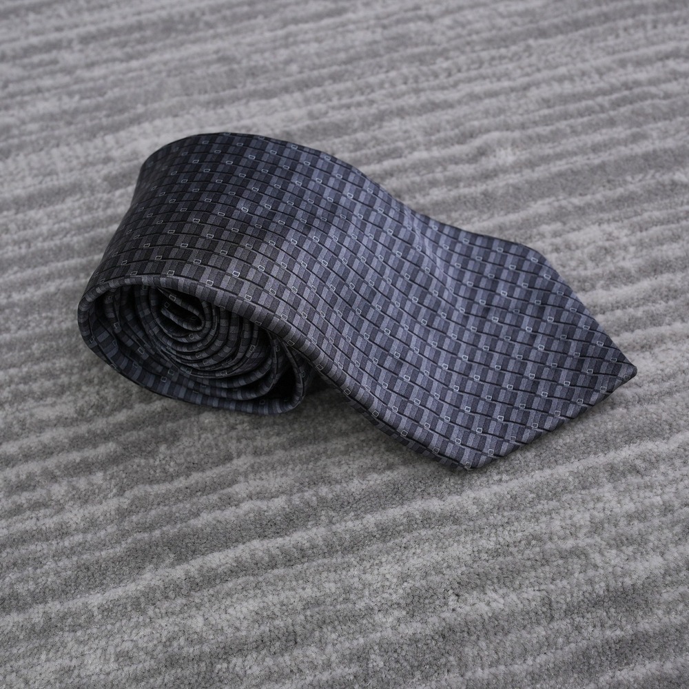 Arrow Mens Silk Necktie Grey Black Geometric Pattern‎ Woven Formal Business Tie